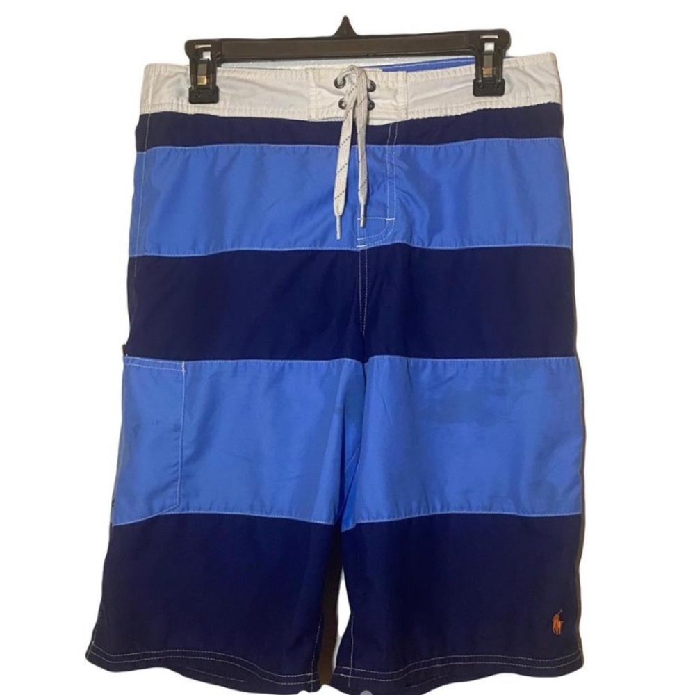 Vintage Kids Blue Striped Ralph Lauren Swim Trunks